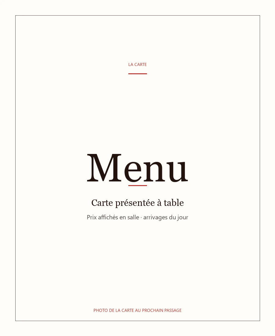 Carte du Snack Arlette